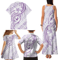 Hawaii Plumeria Lokelani Pikake Lei Family Matching Tank Maxi Dress and Hawaiian Shirt Poni Polynesian Tattoo LT9 Mom's Dress Purple - Polynesian Pride