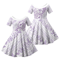 Hawaii Plumeria Lokelani Pikake Lei Family Matching Tank Maxi Dress and Hawaiian Shirt Poni Polynesian Tattoo LT9 Daughter's Dress Purple - Polynesian Pride