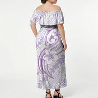 Hawaii Plumeria Lokelani Pikake Lei Off Shoulder Maxi Dress Poni Polynesian Tattoo LT9 - Polynesian Pride