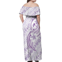 Hawaii Plumeria Lokelani Pikake Lei Off Shoulder Maxi Dress Poni Polynesian Tattoo LT9 - Polynesian Pride