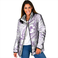 Hawaii Plumeria Lokelani Pikake Lei Padded Jacket Poni Polynesian Tattoo LT9 Women Purple - Polynesian Pride