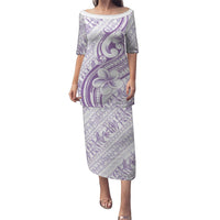 Hawaii Plumeria Lokelani Pikake Lei Puletasi Poni Polynesian Tattoo LT9 Long Dress Purple - Polynesian Pride