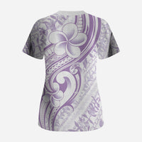 Hawaii Plumeria Lokelani Pikake Lei Scrub Top Poni Polynesian Tattoo LT9 - Polynesian Pride