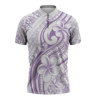 Hawaii Plumeria Lokelani Pikake Lei Zipper Polo Shirt Poni Polynesian Tattoo LT9 Purple - Polynesian Pride