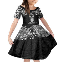 New Zealand Te Reo Maori Family Matching Short Sleeve Bodycon Dress and Hawaiian Shirt Kia Kaha Maori Language Week Black Style LT9 Daughter's Dress Black - Polynesian Pride