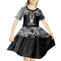 New Zealand Te Reo Maori Kid Short Sleeve Dress Kia Kaha Maori Language Week Black Style LT9 - Polynesian Pride