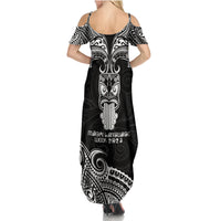New Zealand Te Reo Maori Summer Maxi Dress Kia Kaha Maori Language Week Black Style LT9 - Polynesian Pride