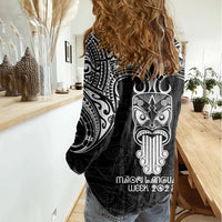 New Zealand Te Reo Maori Women Casual Shirt Kia Kaha Maori Language Week Black Style LT9 - Polynesian Pride