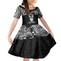 Personalised New Zealand Te Reo Maori Family Matching Tank Maxi Dress and Hawaiian Shirt Kia Kaha Maori Language Week Black Style LT9 Daughter's Dress Black - Polynesian Pride