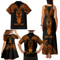 Personalised New Zealand Te Reo Maori Family Matching Tank Maxi Dress and Hawaiian Shirt Kia Kaha Maori Language Week Gold Style LT9 - Polynesian Pride