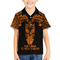 Personalised New Zealand Te Reo Maori Hawaiian Shirt Kia Kaha Maori Language Week Gold Style LT9 - Polynesian Pride