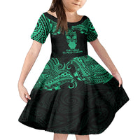 Personalised New Zealand Te Reo Maori Family Matching Puletasi Dress and Hawaiian Shirt Kia Kaha Maori Language Week Green Style LT9 Daughter's Dress Green - Polynesian Pride