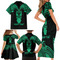 Personalised New Zealand Te Reo Maori Family Matching Short Sleeve Bodycon Dress and Hawaiian Shirt Kia Kaha Maori Language Week Green Style LT9 - Polynesian Pride