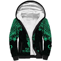 Personalised New Zealand Te Reo Maori Sherpa Hoodie Kia Kaha Maori Language Week Green Style LT9 Unisex Green - Polynesian Pride