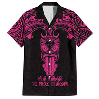 Personalised New Zealand Te Reo Maori Family Matching Off Shoulder Short Dress and Hawaiian Shirt Kia Kaha Maori Language Week Pink Style LT9 Dad's Shirt - Short Sleeve Pink - Polynesian Pride