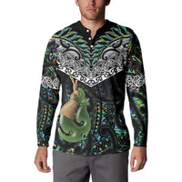 Personalised Maori Manaia Button Sweatshirt New Zealand Tribal Hei Matau Papua Shell LT9 - Polynesian Pride