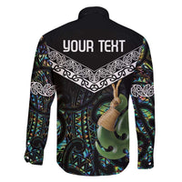 Personalised Maori Manaia Family Matching Off Shoulder Short Dress and Hawaiian Shirt New Zealand Tribal Hei Matau Papua Shell
