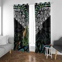 Personalised Maori Manaia Window Curtain New Zealand Tribal Hei Matau Papua Shell LT9 With Grommets Green - Polynesian Pride