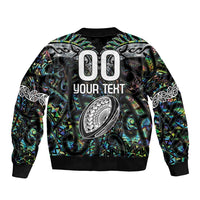 Custom New Zealand Bomber Jacket Maori Rugby Tattoo Papua Shell