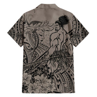 Beauty and The Warrior Polynesian Valentine Hawaiian Shirt Hibiscus FLowers Brown Style LT9 - Polynesian Pride