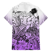 Beauty and The Warrior Polynesian Valentine Family Matching Summer Maxi Dress and Hawaiian Shirt Hibiscus FLowers Purple Style LT9 - Polynesian Pride