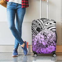 Beauty and The Warrior Polynesian Valentine Luggage Cover Hibiscus FLowers Purple Style LT9 - Polynesian Pride