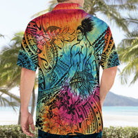 Beauty and The Warrior Polynesian Valentine Hawaiian Shirt Hibiscus FLowers Rainbow Style LT9 - Polynesian Pride