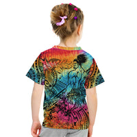 Beauty and The Warrior Polynesian Valentine Kid T Shirt Hibiscus FLowers Rainbow Style LT9 - Polynesian Pride