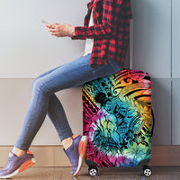 Beauty and The Warrior Polynesian Valentine Luggage Cover Hibiscus FLowers Rainbow Style LT9 - Polynesian Pride