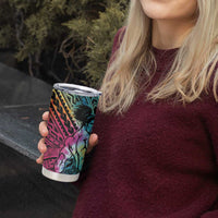 Beauty and The Warrior Polynesian Valentine Tumbler Cup Hibiscus FLowers Rainbow Style LT9 - Polynesian Pride