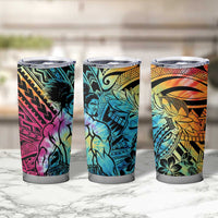Beauty and The Warrior Polynesian Valentine Tumbler Cup Hibiscus FLowers Rainbow Style LT9 - Polynesian Pride