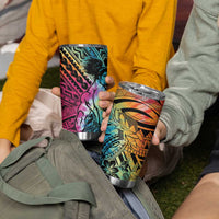 Beauty and The Warrior Polynesian Valentine Tumbler Cup Hibiscus FLowers Rainbow Style LT9 - Polynesian Pride