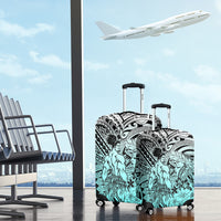 Beauty and The Warrior Polynesian Valentine Luggage Cover Hibiscus FLowers Turquoise Style LT9 - Polynesian Pride