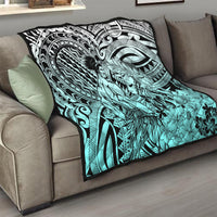 Beauty and The Warrior Polynesian Valentine Quilt Hibiscus FLowers Turquoise Style LT9 - Polynesian Pride