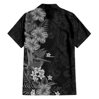 Hawaii Tropical Flowers Tribal Pattern Hawaiian Shirt Black Style LT9 - Polynesian Pride