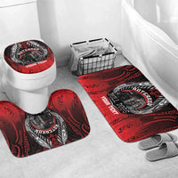 Aotearoa Bulldog Personalised Bathroom Set Maori Kowhaiwhai Motif LT9 Mat Set Only (3 pcs) One Size Red - Polynesian Pride