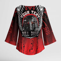 Aotearoa Bulldog Personalised Kimono Sleeve Blouse Maori Kowhaiwhai Motif - Polynesian Pride
