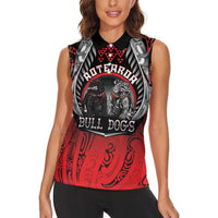 Aotearoa Bulldog Personalised Women Sleeveless Polo Shirt Maori Kowhaiwhai Motif
