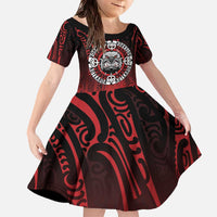 Aotearoa Bulldog Family Matching Off The Shoulder Long Sleeve Dress and Hawaiian Shirt New Zealand Kowhaiwhai Tribal