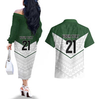 Custom New Zealand Maori Niho Taniwha Couples Matching Off The Shoulder Long Sleeve Dress and Hawaiian Shirt