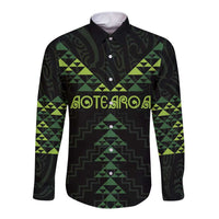 Custom New Zealand Maori Koru Koiri Motif Long Sleeve Button Shirt