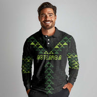 Custom New Zealand Maori Koru Koiri Motif Long Sleeve Polo Shirt