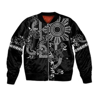 Filipino Sun Tribal Tattoo Bomber Jacket Philippines Inspired Barong Simple Black