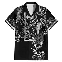 Filipino Sun Tribal Tattoo Family Matching Mermaid Dress and Hawaiian Shirt Philippines Inspired Barong Simple Black