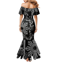 Filipino Sun Tribal Tattoo Mermaid Dress Philippines Inspired Barong Simple Black LT9 - Polynesian Pride