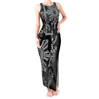 Filipino Sun Tribal Tattoo Tank Maxi Dress Philippines Inspired Barong Simple Black LT9 Women Black - Polynesian Pride