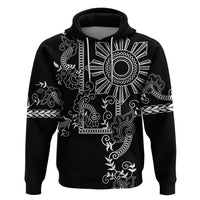 Filipino Sun Tribal Tattoo Zip Hoodie Philippines Inspired Barong Simple Black