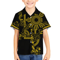 Filipino Sun Tribal Tattoo Hawaiian Shirt Philippines Inspired Barong Simple Gold LT9 - Polynesian Pride