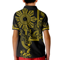 Filipino Sun Tribal Tattoo Kid Polo Shirt Philippines Inspired Barong Simple Gold
