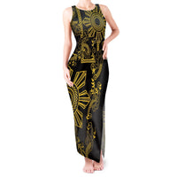 Filipino Sun Tribal Tattoo Tank Maxi Dress Philippines Inspired Barong Simple Gold LT9 Women Gold - Polynesian Pride